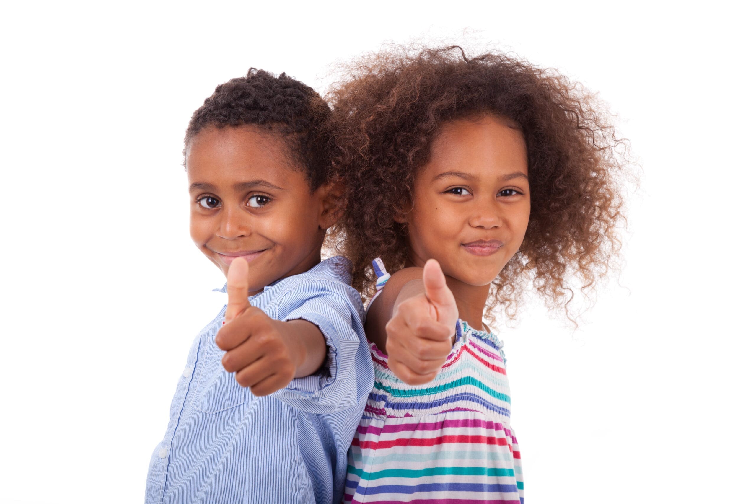 happy siblings giving thumbs up