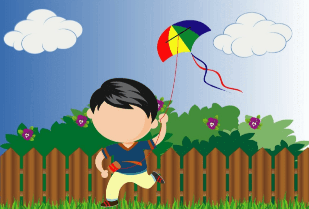 Illustration of boy playing with kite