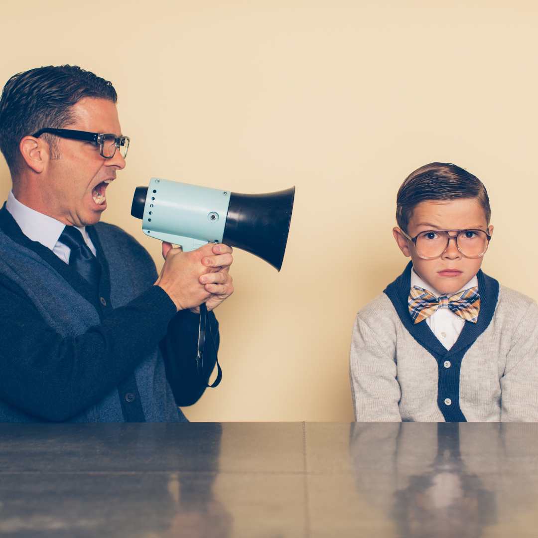 Dad shouting orders at child